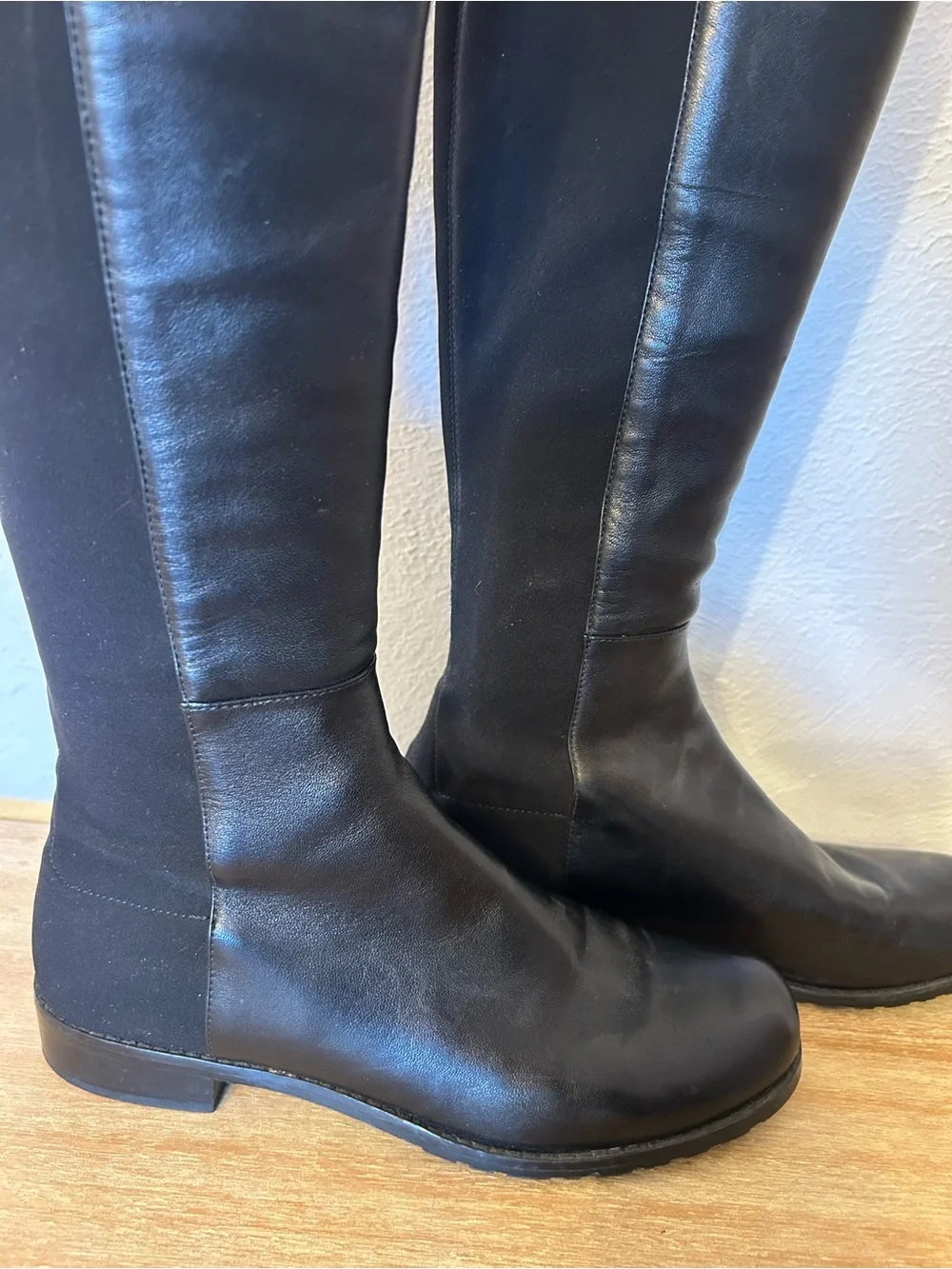 Stuart Weitzman 5050 Black Over-the-Knee Leather Boots, 8